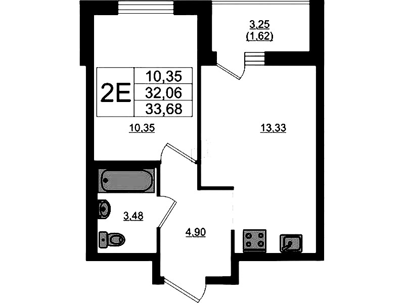 1-комнатная квартира 33.68 м², 9/17 эт., ЖК «Стороны Света 2»